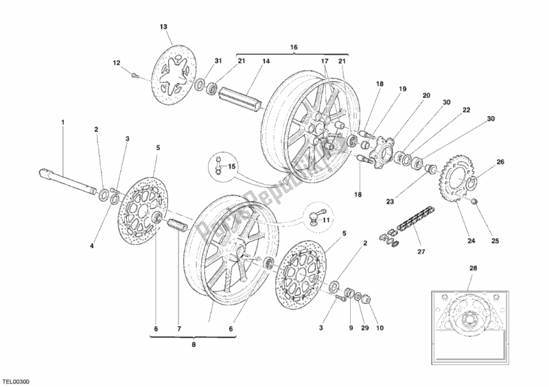 Tutte le parti per il Ruote del Ducati Superbike 999 2005