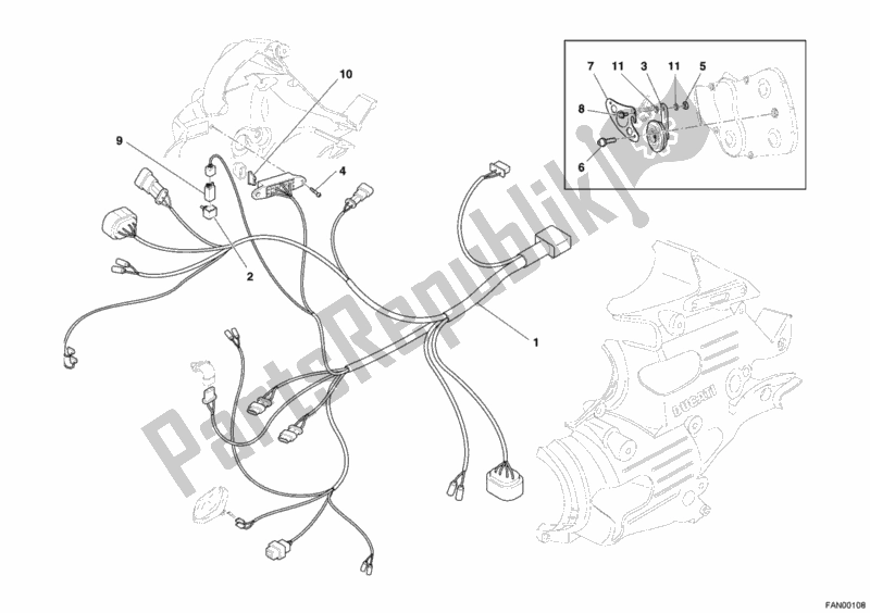 Alle onderdelen voor de Kabel Koplamp van de Ducati Superbike 999 2006