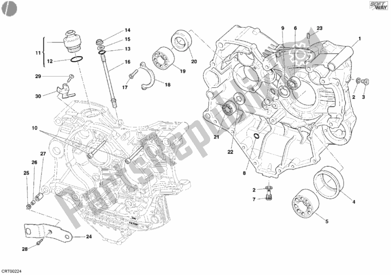 Alle onderdelen voor de Carter van de Ducati Superbike 999 2006