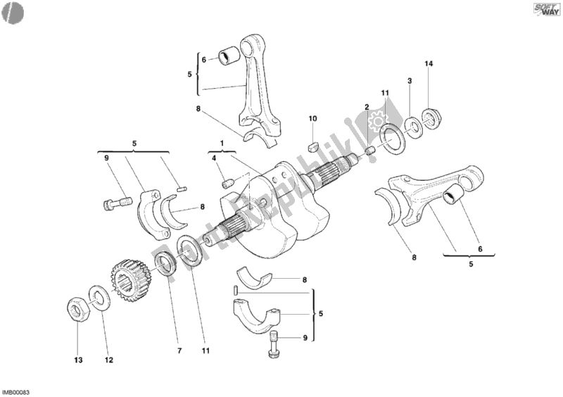 Toutes les pièces pour le Vilebrequin du Ducati Superbike 999 2006