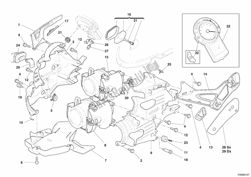 Tutte le parti per il Faro del Ducati Superbike 999 2006