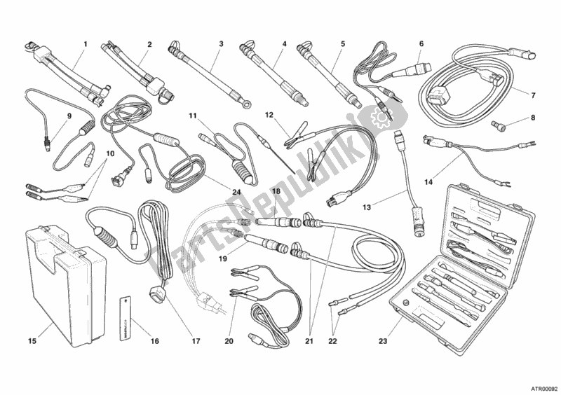 All parts for the Pressure Check Intrument of the Ducati Superbike 999 2006