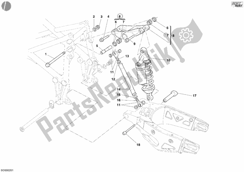 Alle onderdelen voor de Schokdemper Achter van de Ducati Superbike 999 2006