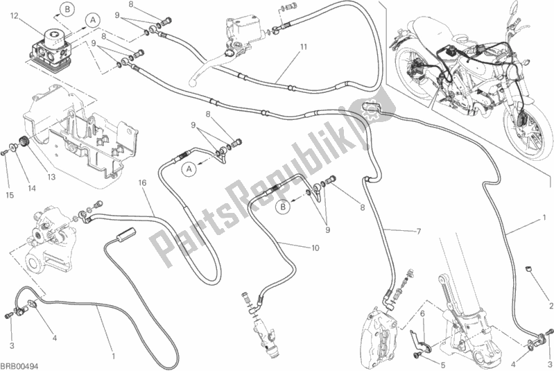 Alle onderdelen voor de Antiblokkeersysteem (abs) van de Ducati Scrambler Classic 803 2015