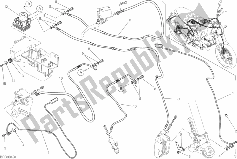 Alle onderdelen voor de Antiblokkeersysteem (abs) van de Ducati Scrambler Classic 803 2015