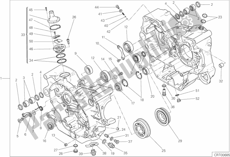 Alle onderdelen voor de Compleet Paar Halve Carters van de Ducati Scrambler Classic 803 2015