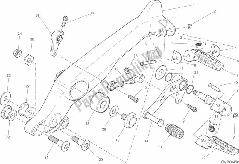 Alle onderdelen voor de Voetsteunen Links van de Ducati Scrambler Classic 803 2015