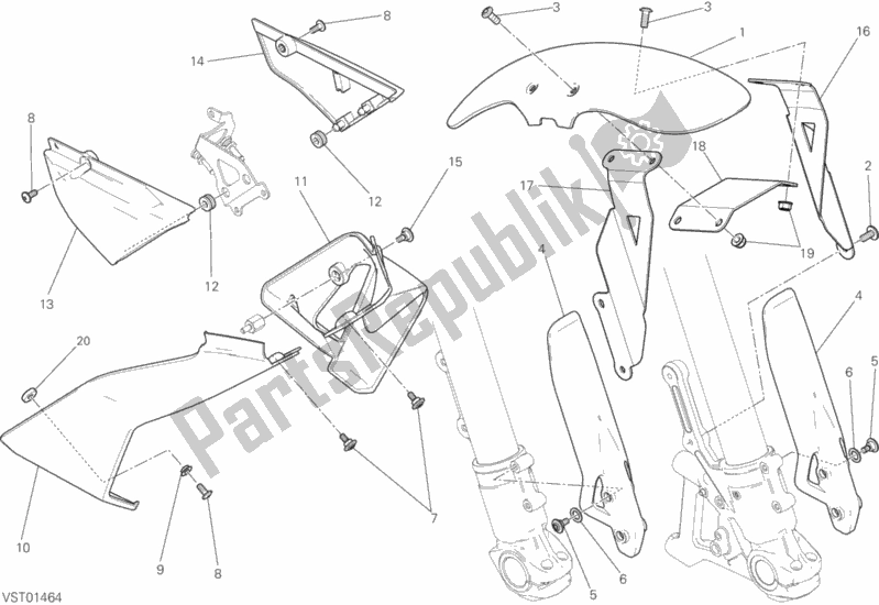 All parts for the Half Fairing of the Ducati Scrambler Classic 803 2015