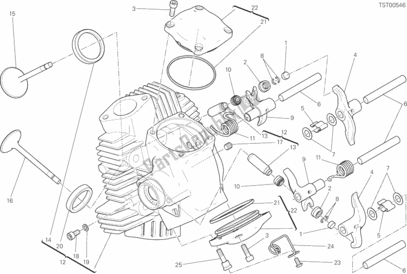 Alle onderdelen voor de Horizontale Kop van de Ducati Scrambler Classic 803 2015