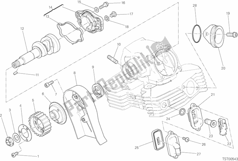 Alle onderdelen voor de Verticale Cilinderkop - Timing van de Ducati Scrambler Classic 803 2015