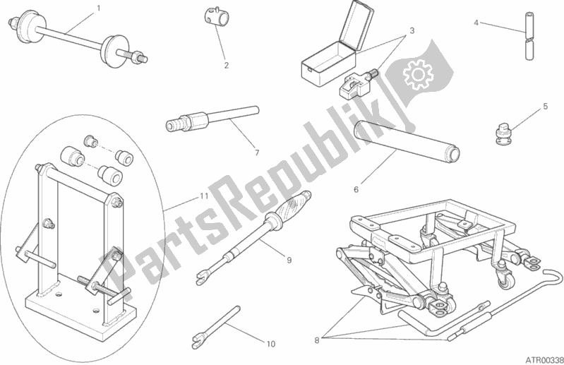 Alle onderdelen voor de Werkplaats Service Tools, Frame van de Ducati Scrambler Classic 803 2015