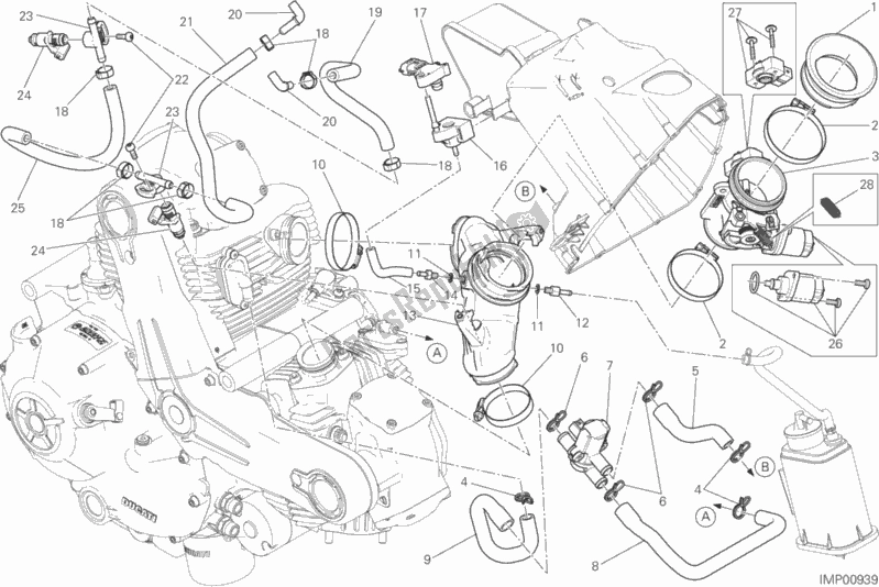 Alle onderdelen voor de 017 - Gasklephuis van de Ducati Scrambler Classic 803 2016