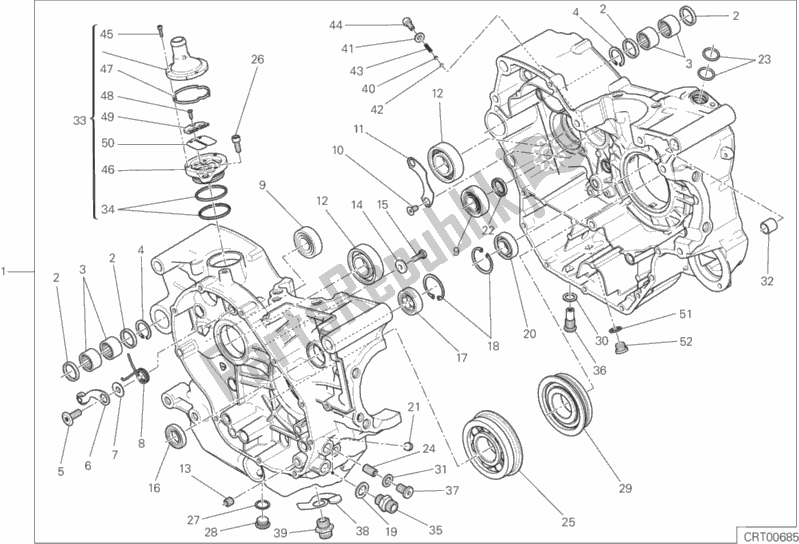 Alle onderdelen voor de Compleet Paar Halve Carters van de Ducati Scrambler Classic 803 2016