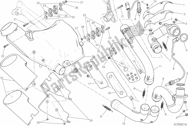 Alle onderdelen voor de Uitlaatsysteem van de Ducati Scrambler Classic 803 2016