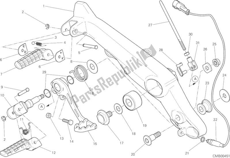Alle onderdelen voor de Voetsteunen, Juist van de Ducati Scrambler Classic 803 2016