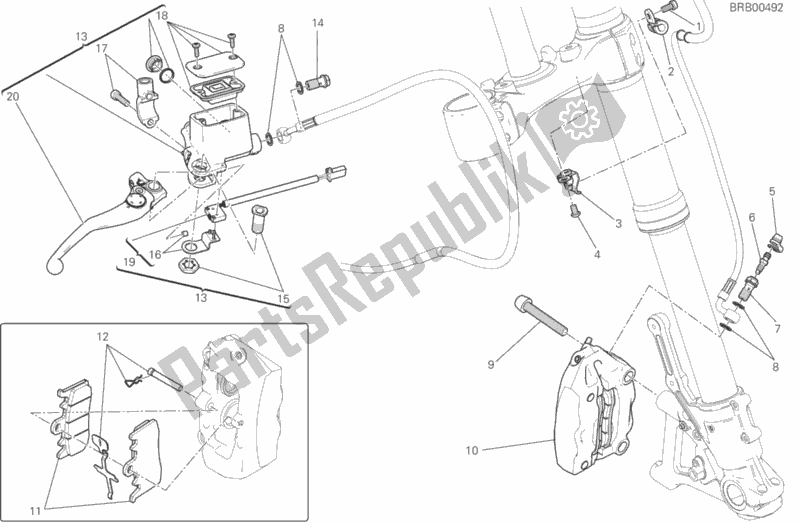 Tutte le parti per il Sistema Frenante Anteriore del Ducati Scrambler Classic 803 2016