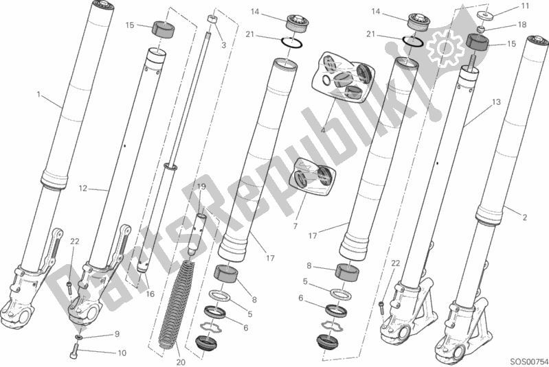All parts for the Front Fork of the Ducati Scrambler Classic 803 2016