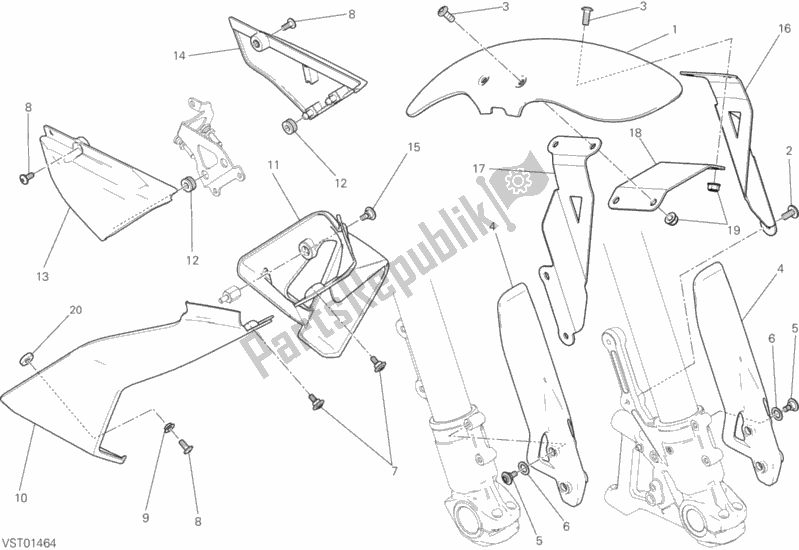 All parts for the Half Fairing of the Ducati Scrambler Classic 803 2016