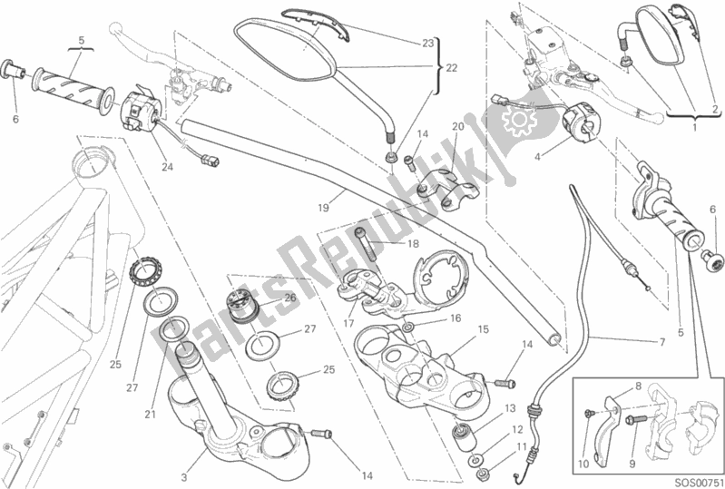 Todas as partes de Guiador E Controles do Ducati Scrambler Classic 803 2016