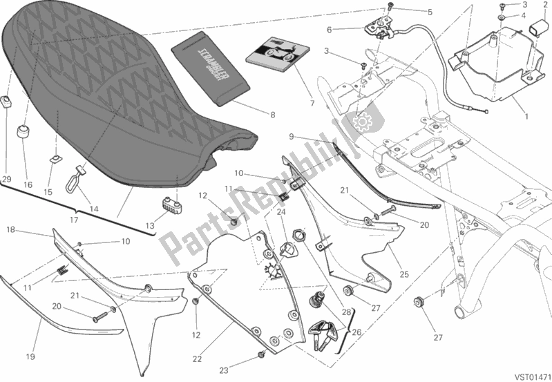 Alle onderdelen voor de Stoel van de Ducati Scrambler Classic 803 2016