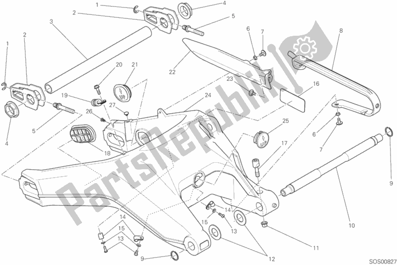 Alle onderdelen voor de Forcellone Posteriore van de Ducati Scrambler Classic 803 2017