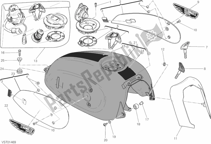 Todas las partes para Depósito De Combustible de Ducati Scrambler Classic 803 2017