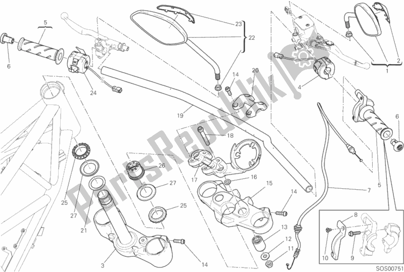 Tutte le parti per il Manubrio E Comandi del Ducati Scrambler Classic 803 2017