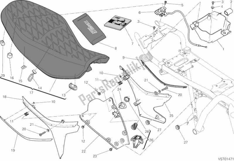 Alle onderdelen voor de Stoel van de Ducati Scrambler Classic 803 2017