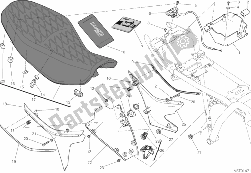 Alle onderdelen voor de Stoel van de Ducati Scrambler Classic 803 2017