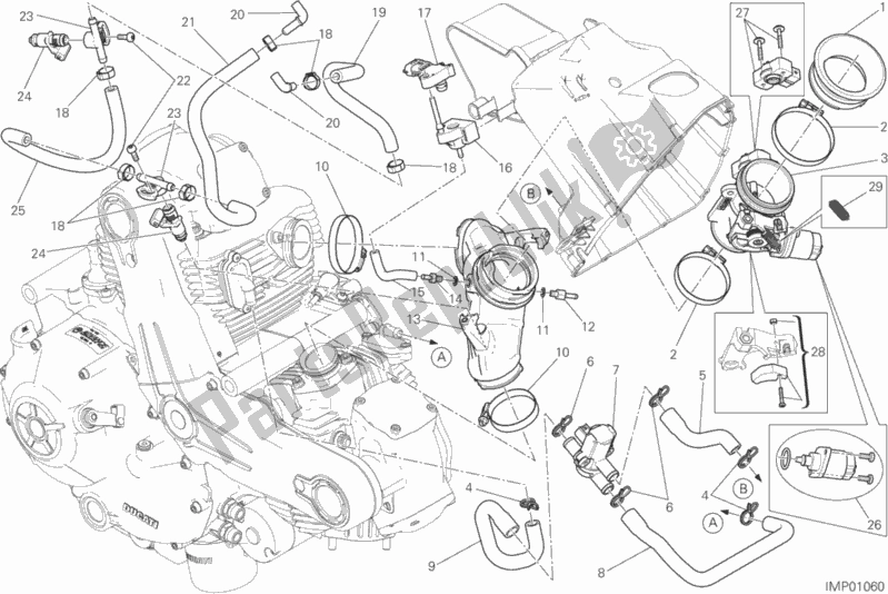Alle onderdelen voor de 017 - Gasklephuis van de Ducati Scrambler Classic 803 2018