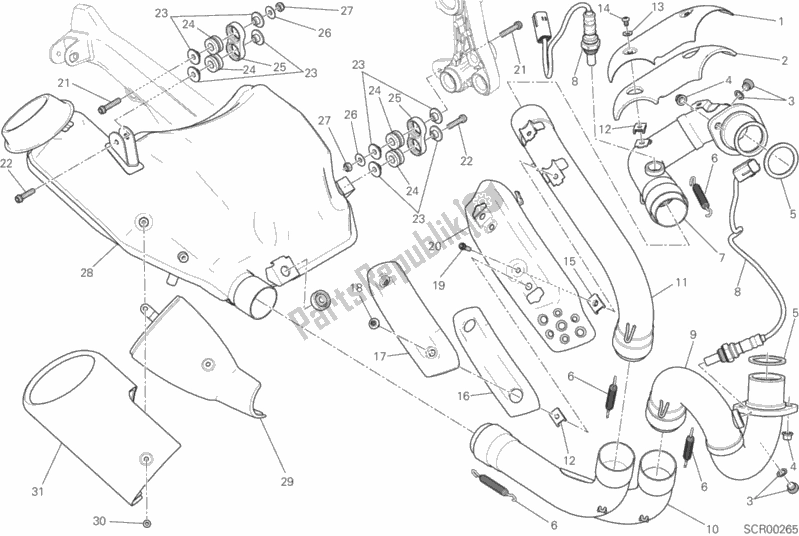 Alle onderdelen voor de Uitlaatsysteem van de Ducati Scrambler Classic 803 2018