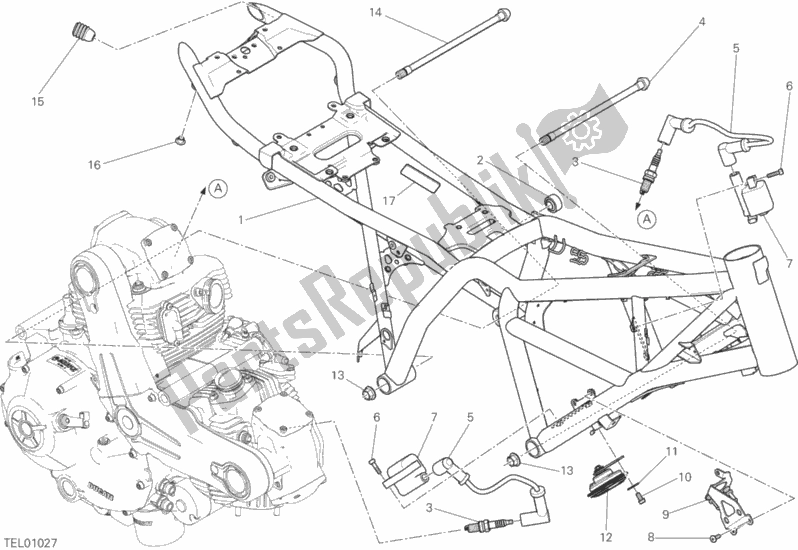 Todas as partes de Quadro, Armação do Ducati Scrambler Classic 803 2018