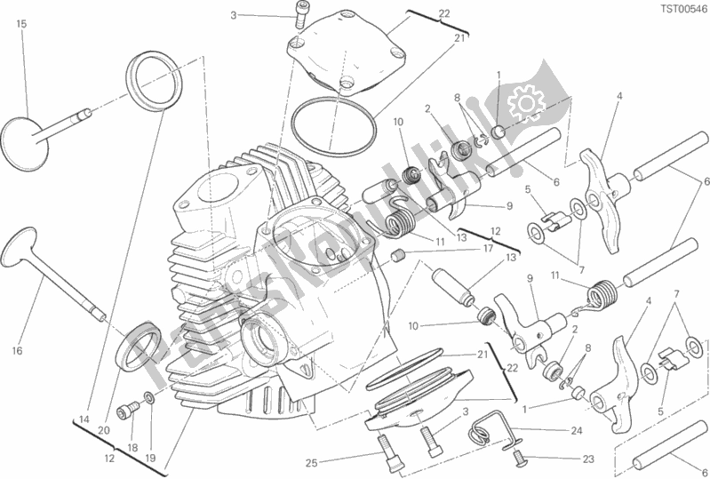 Alle onderdelen voor de Horizontale Kop van de Ducati Scrambler Classic 803 2018