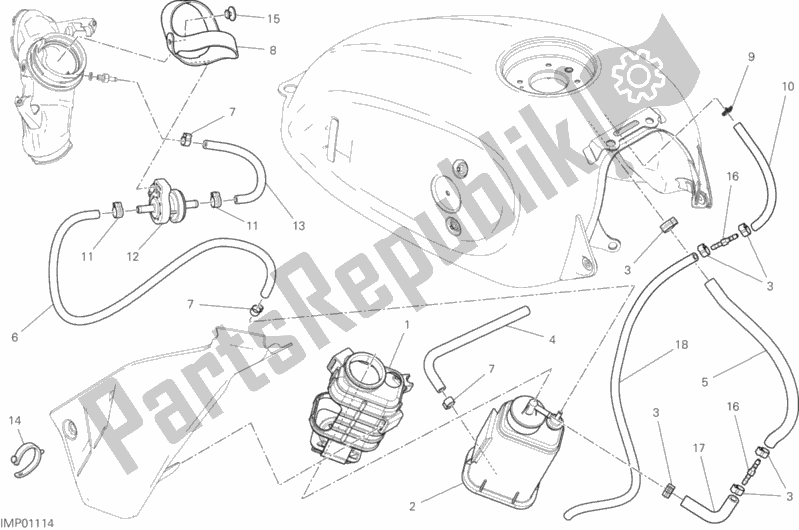 All parts for the Hot Air Pipe Canister of the Ducati Scrambler Classic 803 2018