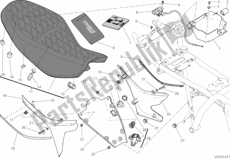 Alle onderdelen voor de Stoel van de Ducati Scrambler Classic 803 2018