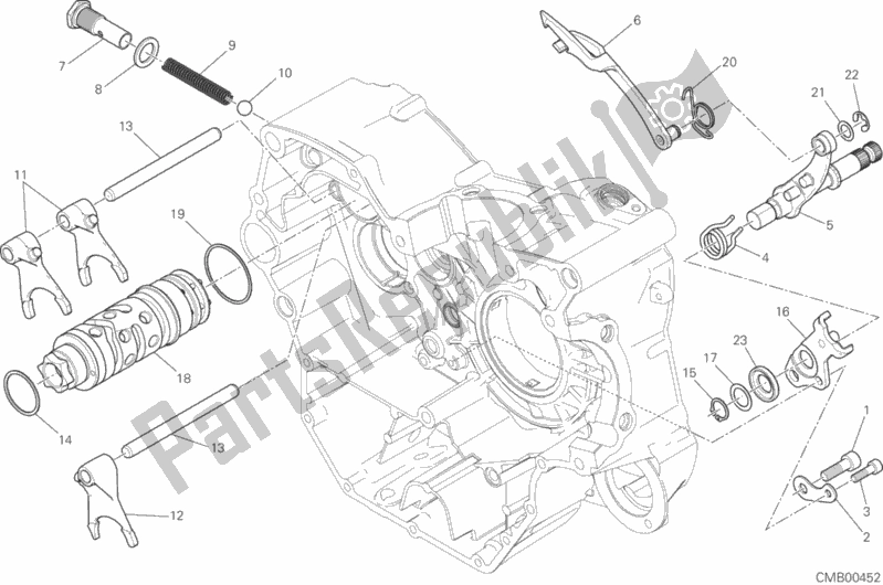 Todas as partes de Shift Cam - Garfo do Ducati Scrambler Classic 803 2018 Todas as partes de Shift Cam - Garfo do Ducati Scrambler Classic 803 2018