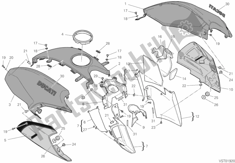 All parts for the 36b - Fairing of the Ducati Diavel 1260 Brasil 2020