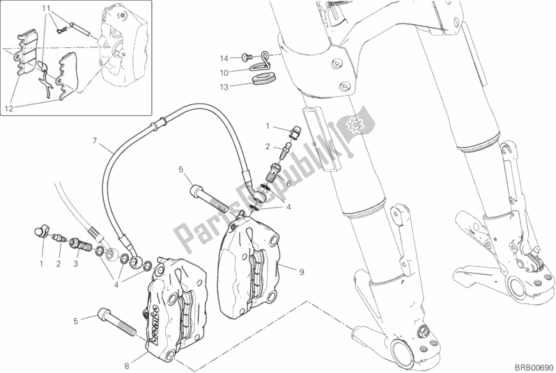 Alle onderdelen voor de Voorremsysteem van de Ducati Diavel 1260 Brasil 2020