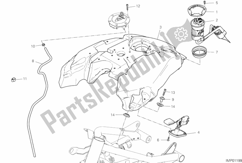 Alle onderdelen voor de Benzinetank van de Ducati Diavel 1260 Brasil 2020
