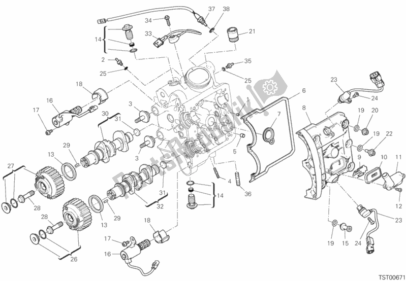 Todas las partes para Sistema De Sincronización De Cabezal Horizontal de Ducati Diavel 1260 Brasil 2020