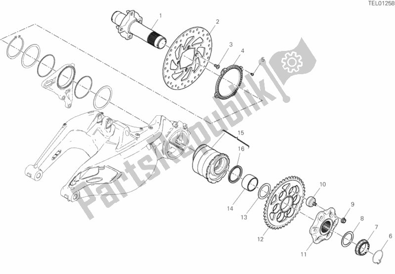 Todas as partes de Eixo Da Roda Traseira do Ducati Diavel 1260 Brasil 2020