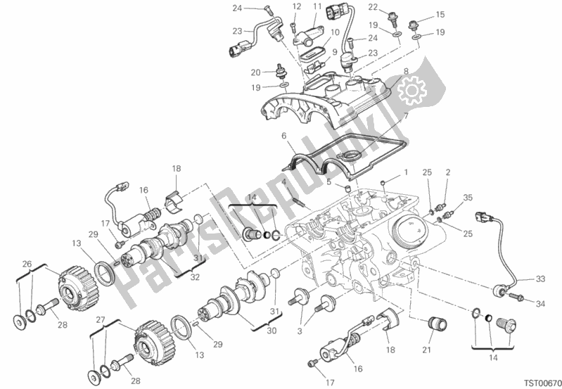 Todas as partes de Cabeça Do Cilindro Vertical - Cronometragem do Ducati Diavel 1260 Brasil 2020