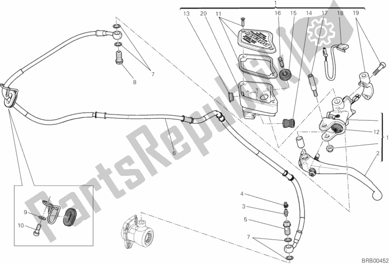 Alle onderdelen voor de Koppeling Hoofdremcilinder van de Ducati Diavel 1200 2011