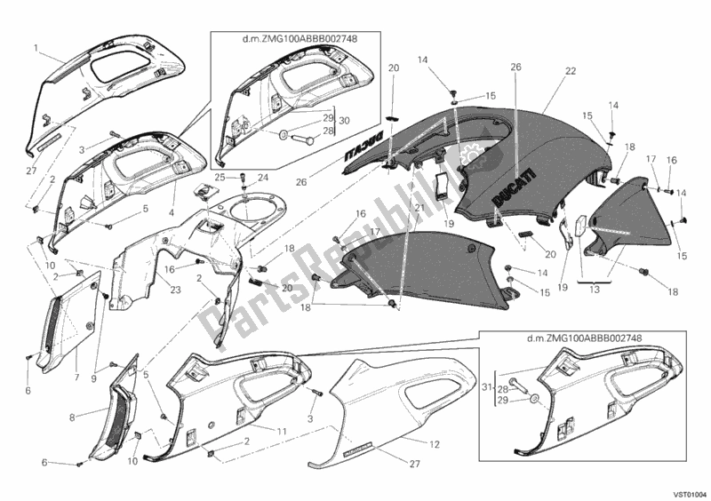 Todas las partes para Cubiertas, Tanque de Ducati Diavel 1200 2011