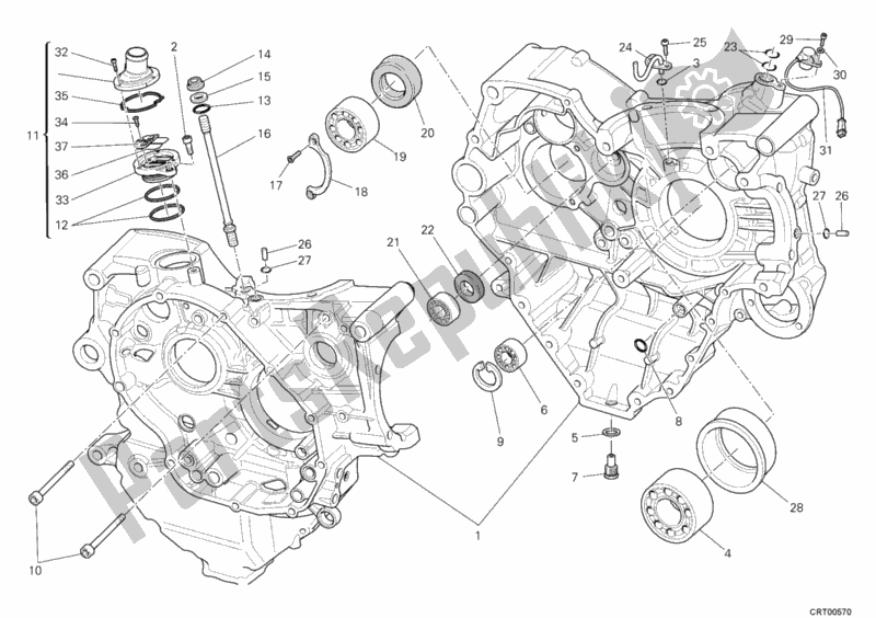 Alle onderdelen voor de Carter van de Ducati Diavel 1200 2011