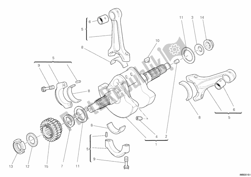 All parts for the Crankshaft of the Ducati Diavel 1200 2011