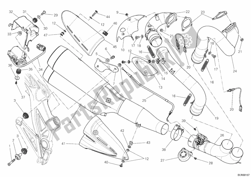 Todas las partes para Sistema De Escape de Ducati Diavel 1200 2011