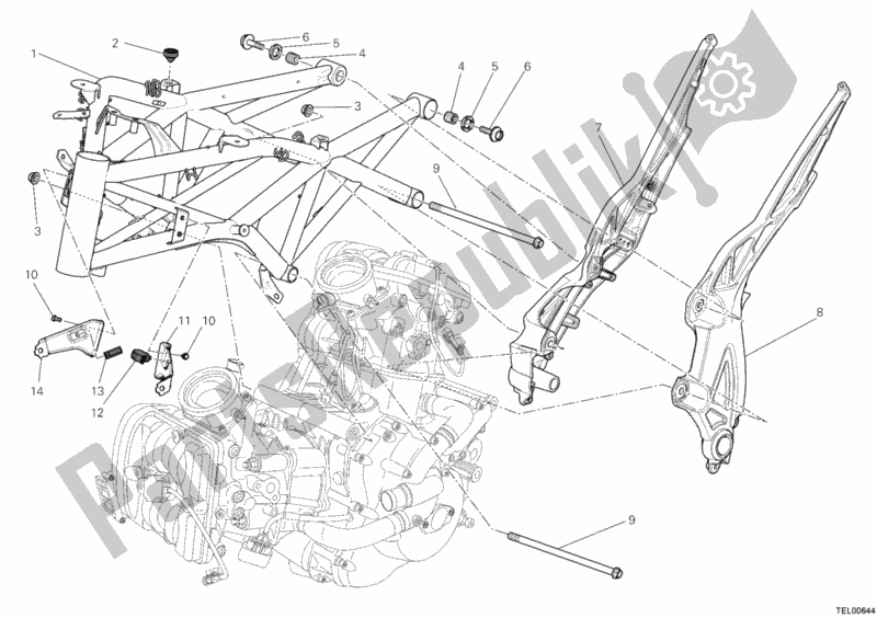 Wszystkie części do Rama Ducati Diavel 1200 2011