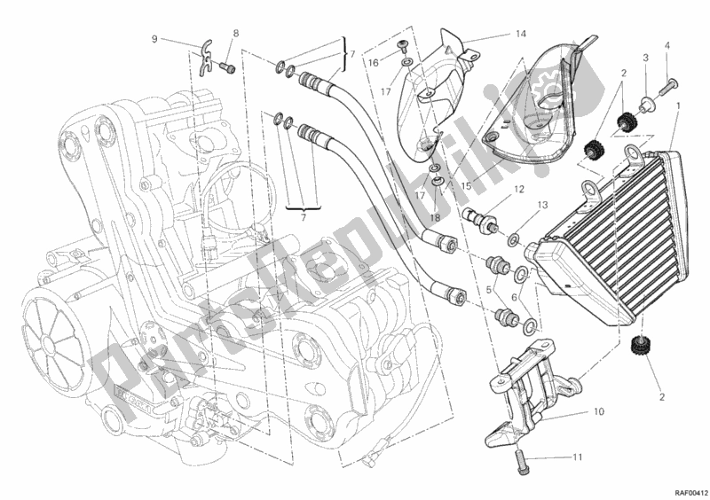 All parts for the Oil Cooler of the Ducati Diavel 1200 2011