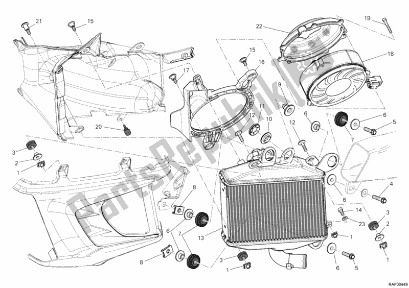 Todas las partes para Radiador, Agua, Izq Fm Zmg100abbb002747 de Ducati Diavel 1200 2011